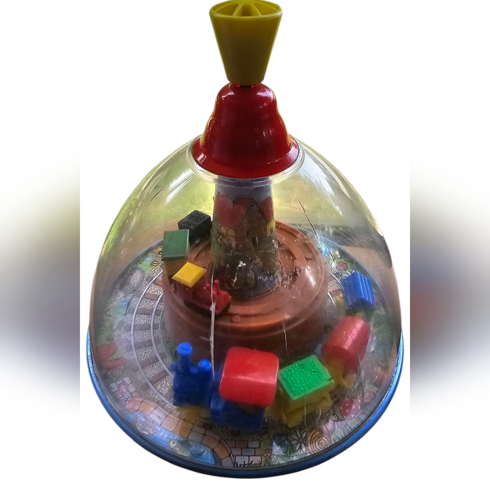 Vintage Tin Litho Spinning Train Globe Childs Toy Made In West Germany 1950's - Picture 3 of 7